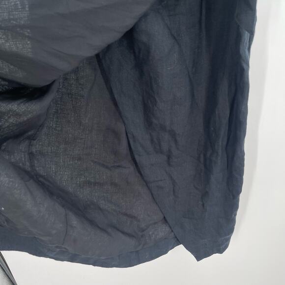 NEW ANTHROPOLOGIE Dress Size 10 NWOT One Shoulder 100% Linen Black Faux Wrap - Picture 14 of 16